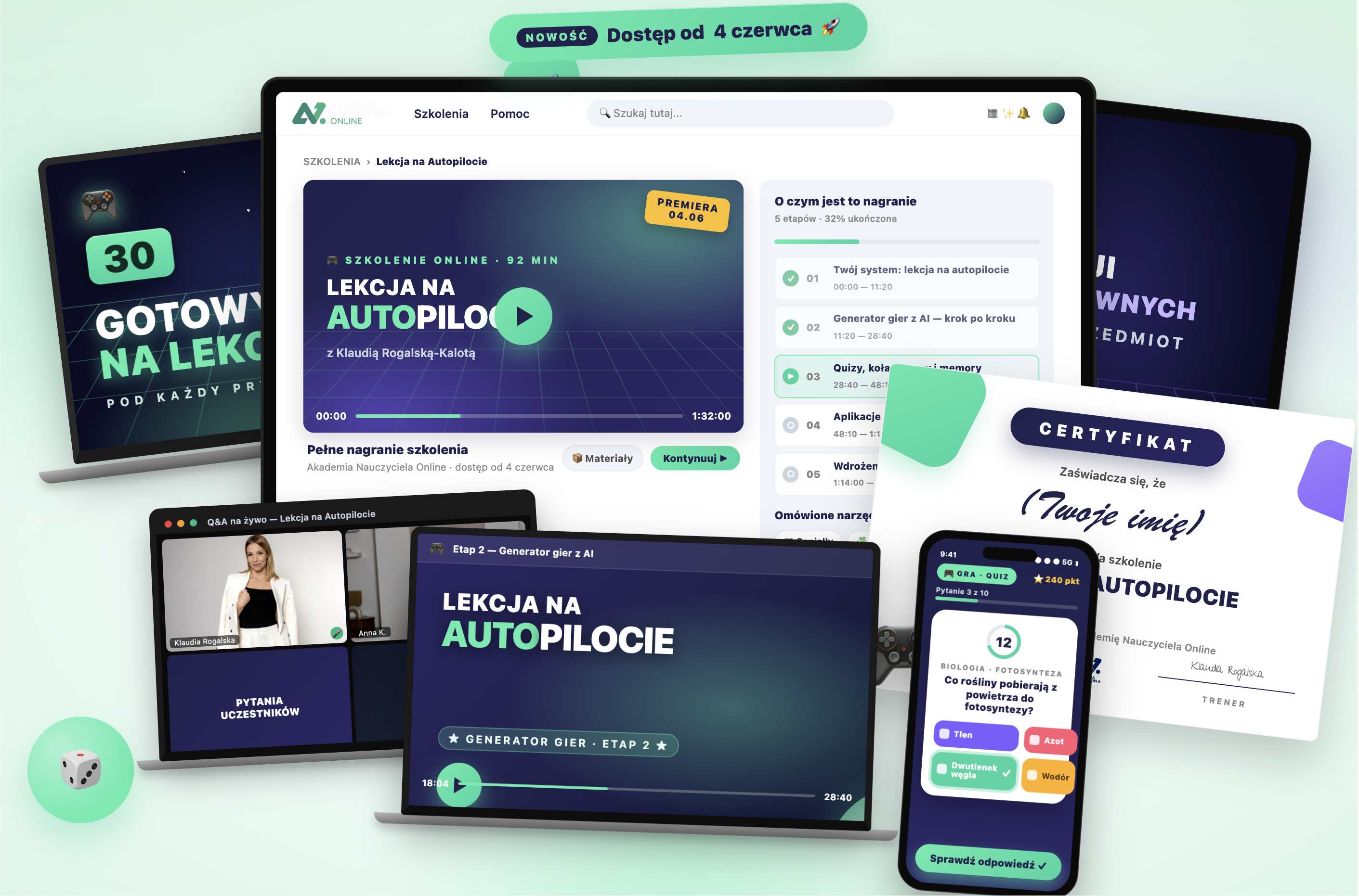 Gemini w pracy nauczyciela – mockup kursu